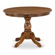 Pemberly Row Traditional Wood Dining Table with Pedestal Legs in Walnut