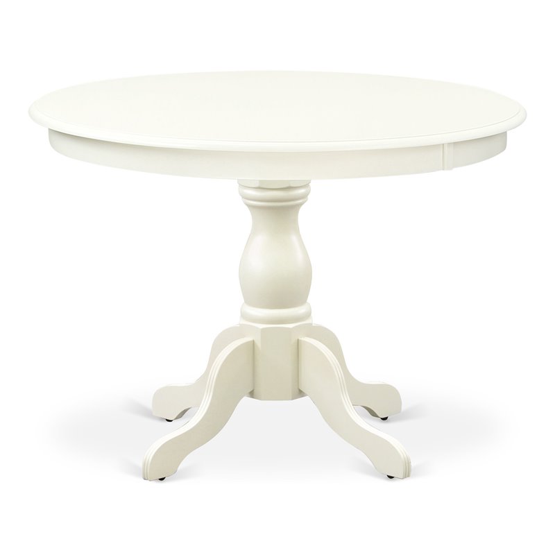 Pemberly Row Wood Dining Table with Pedestal Legs in Linen White