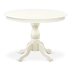 Pemberly Row Wood Dining Table with Pedestal Legs in Linen White