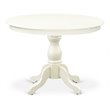 Pemberly Row Wood Dining Table with Pedestal Legs in Linen White