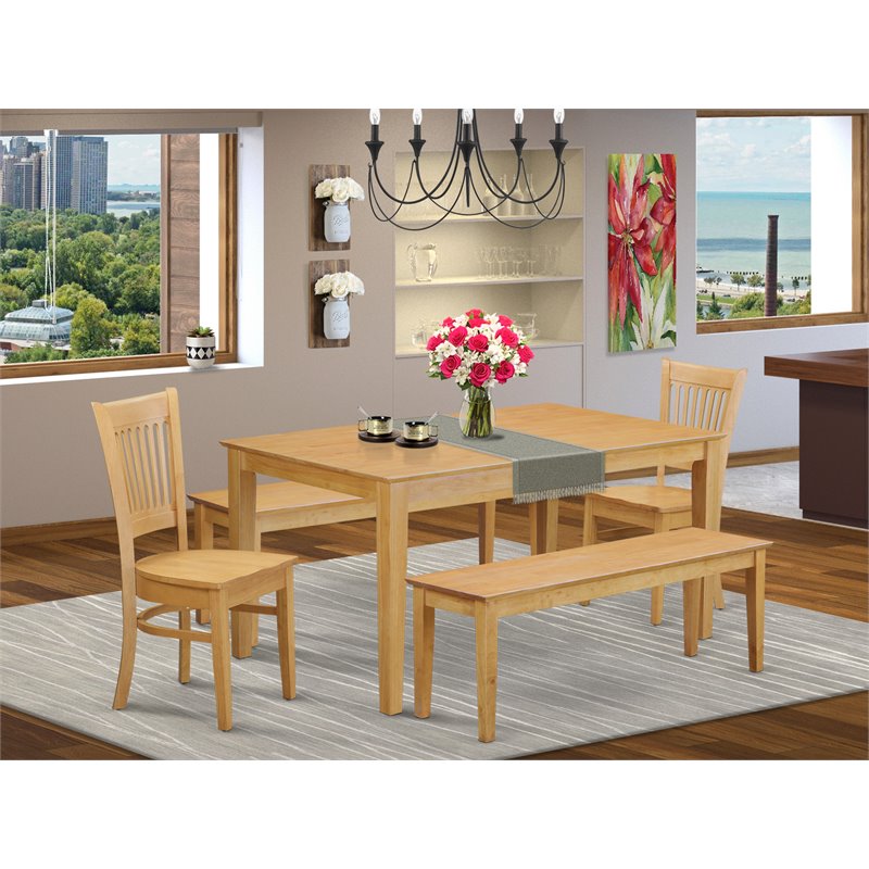 Pemberly Row 5-piece Wood Dining Table and Dinette Chair Set in Oak