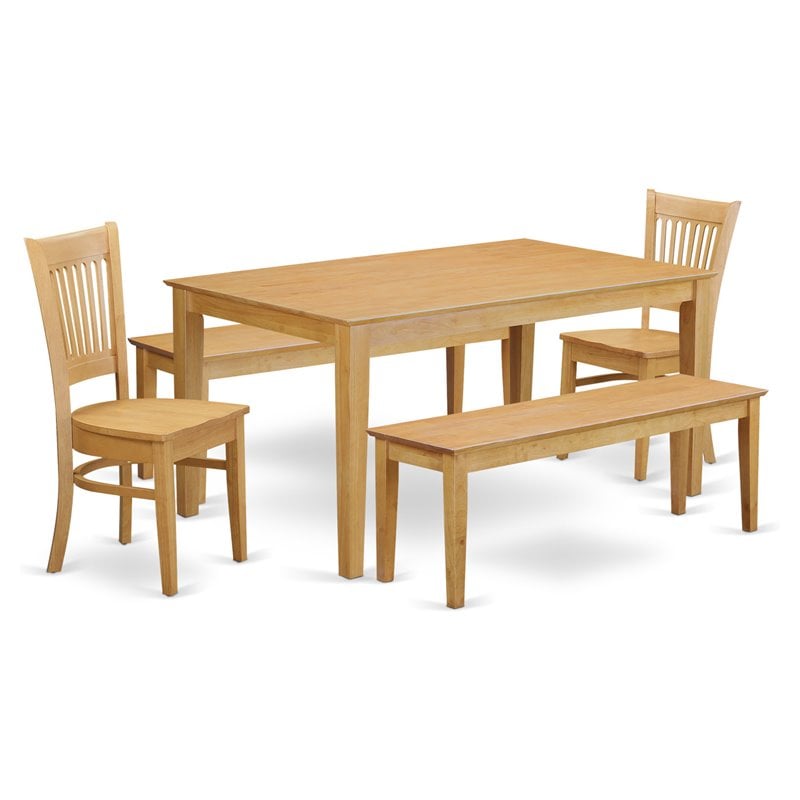 Pemberly Row 5-piece Wood Dining Table and Dinette Chair Set in Oak
