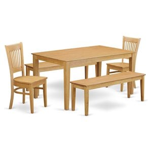 Pemberly Row 5-piece Wood Dining Table and Dinette Chair Set in Oak