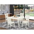 Pemberly Row 5-piece Dining Set with Slatted Back in Linen White