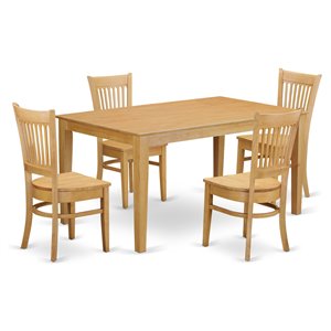 Pemberly Row Traditional 5-piece Wood Kitchen Table and Chairs in Oak