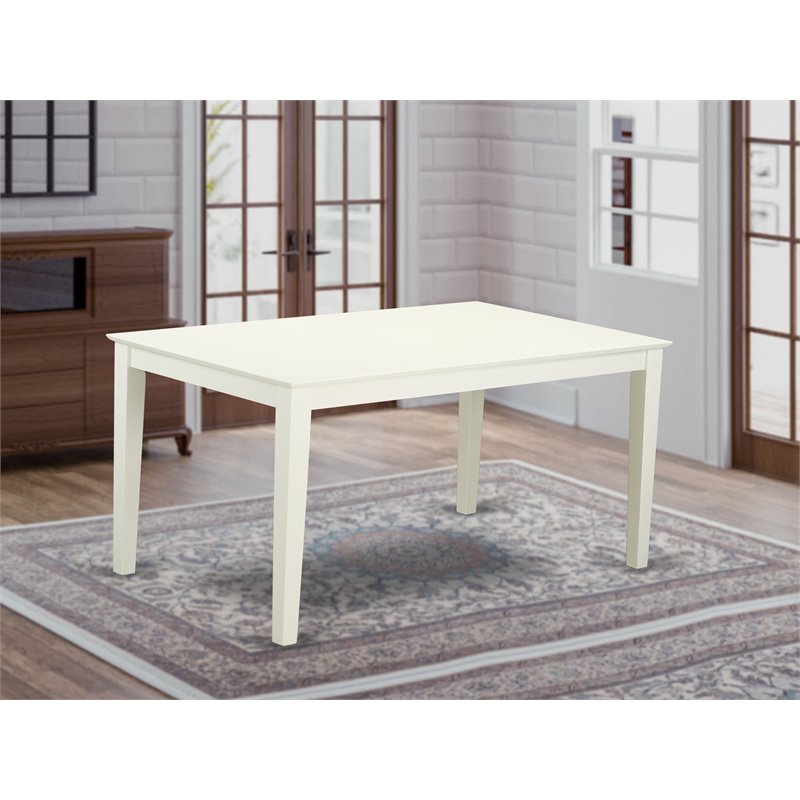Pemberly Row Rectangular Solid Wood Dining Table in Linen White