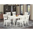 Pemberly Row 7-piece Wood Dining Set with Fabric Seat in White