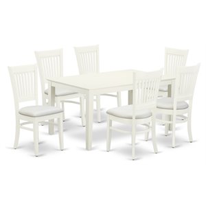 Pemberly Row 7-piece Wood Dining Set with Fabric Seat in White