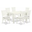 Pemberly Row 7-piece Wood Dining Set with Fabric Seat in White
