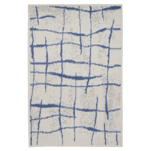 Pemberly Row 24x36&quot Rectangle Fabric Abstract Linear Area Rug in Ivory