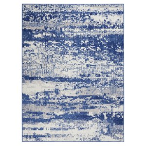 Pemberly Row 72x108&quot Rectangle Fabric Low-profile Area Rug in Navy