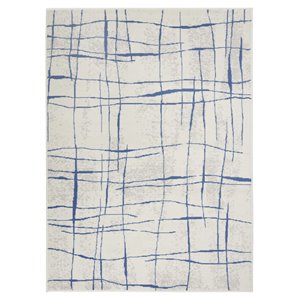 Pemberly Row 72x108&quot Rectangle Fabric Abstract Linear Area Rug in Ivory