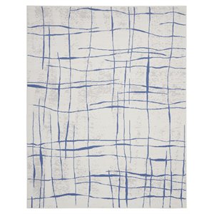 Pemberly Row 96x120&quot Rectangle Fabric Abstract Linear Area Rug in Ivory