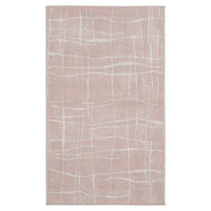 Pemberly Row 36x60&quot Rectangle Fabric Abstract Linear Area Rug in Pink