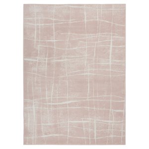 Pemberly Row 48x72&quot Rectangle Fabric Abstract Linear Area Rug in Pink