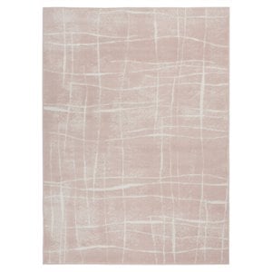 Pemberly Row 60x84&quot Rectangle Fabric Abstract Linear Area Rug in Pink