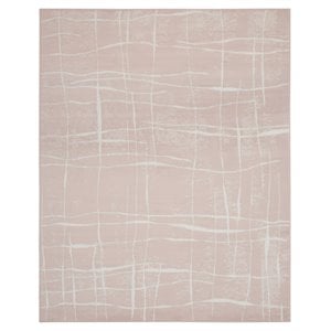Pemberly Row 84x120&quot Rectangle Fabric Abstract Linear Area Rug in Pink