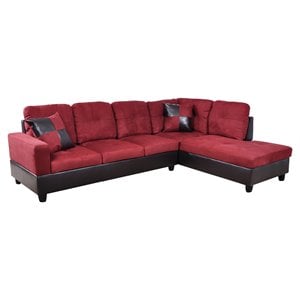 Pemberly Row Microfiber Fabric Right Facing Sectional in Red