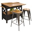 Pemberly Row Modern Farmhouse Wood Kitchen Island in Black Finish