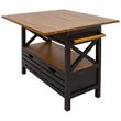Pemberly Row Modern Farmhouse Wood Kitchen Island in Black Finish