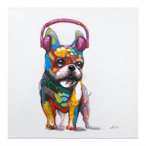 Pemberly Row Dog Beats Wood Gallery Wrapped Wall Art in Multi-Color