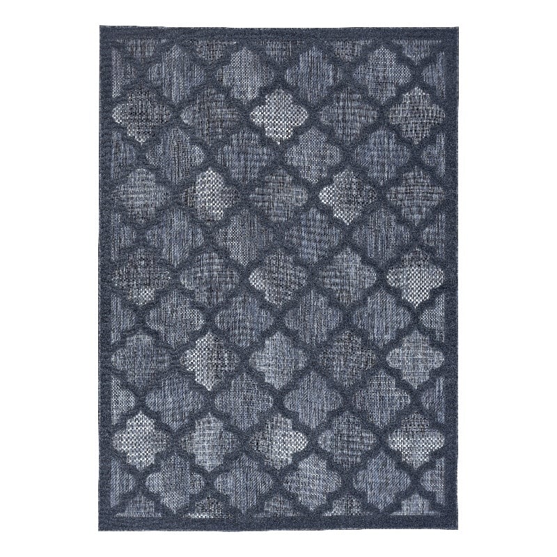 Pemberly Row Coastal Easy Care 4'x6' Navy Blue Indoor/Outdoor Rug