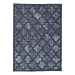 Pemberly Row Coastal Easy Care 4'x6' Navy Blue Indoor/Outdoor Rug