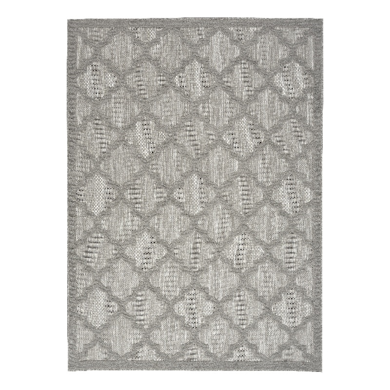 Pemberly Row Coastal Easy Care 4'x6' Silver Grey Indoor/Outdoor Rug