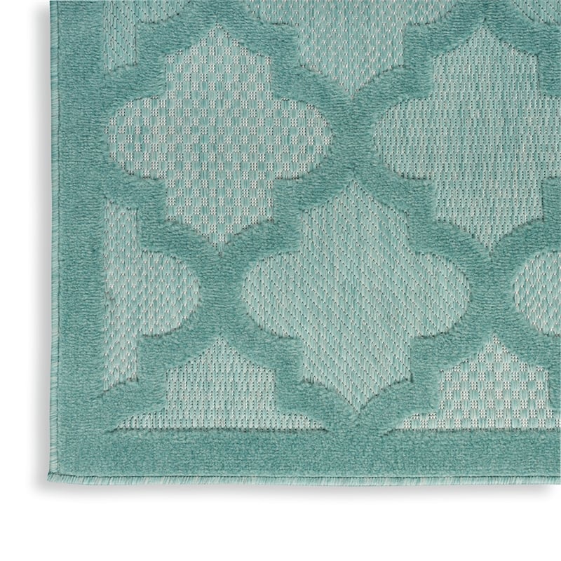 Pemberly Row Coastal Easy Care 5'x7' Aqua/Teal Indoor/Outdoor Rug