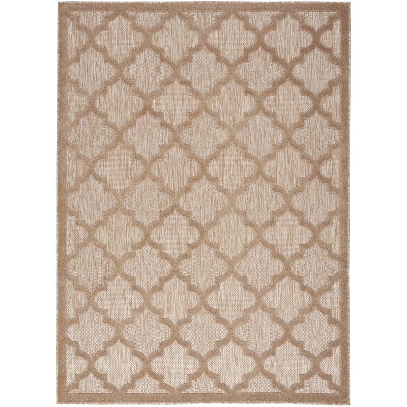 Pemberly Row Easy Care 5'x7' Fabric Natural Beige Modern Indoor/Outdoor Rug