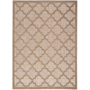 Pemberly Row Easy Care 5'x7' Fabric Natural Beige Modern Indoor/Outdoor Rug