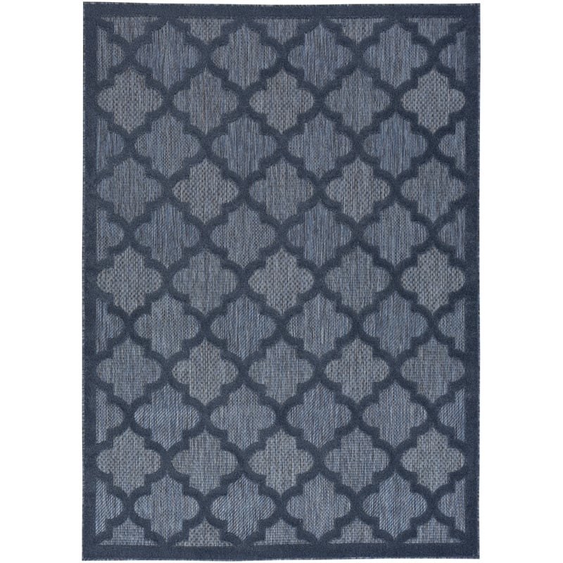 Pemberly Row Easy Care 5'x7' Fabric Navy Blue Modern Indoor/Outdoor Rug