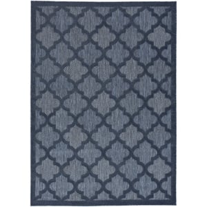 Pemberly Row Easy Care 5'x7' Fabric Navy Blue Modern Indoor/Outdoor Rug