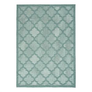 Pemberly Row Easy Care 6'x9' Fabric Aqua Teal Modern Indoor/Outdoor Rug