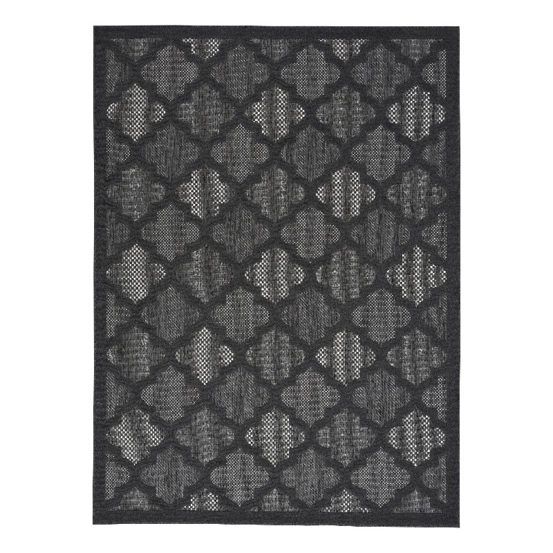Pemberly Row Easy Care 6'x9' Fabric Charcoal Black Modern Indoor/Outdoor Rug