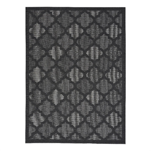 Pemberly Row Easy Care 6'x9' Fabric Charcoal Black Modern Indoor/Outdoor Rug