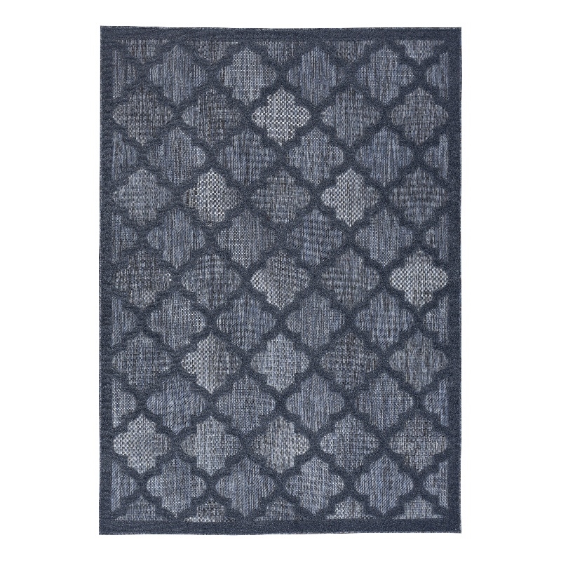 Pemberly Row Easy Care 6'x9' Fabric Navy Blue Modern Indoor/Outdoor Rug