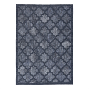 Pemberly Row Easy Care 6'x9' Fabric Navy Blue Modern Indoor/Outdoor Rug
