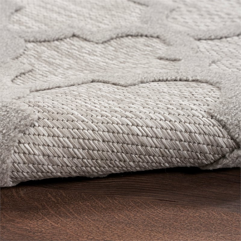 Pemberly Row Easy Care 6'x9' Fabric Silver Gray Modern Indoor/Outdoor Rug