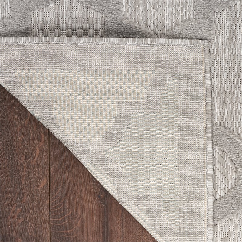 Pemberly Row Easy Care 6'x9' Fabric Silver Gray Modern Indoor/Outdoor Rug