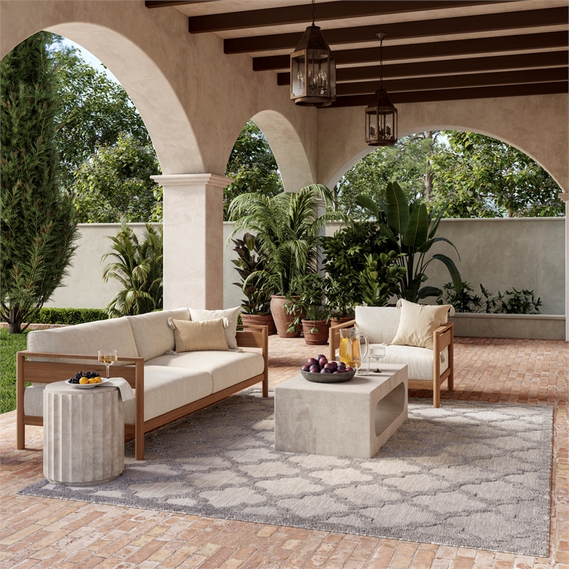 Pemberly Row Easy Care 6'x9' Fabric Silver Gray Modern Indoor/Outdoor Rug