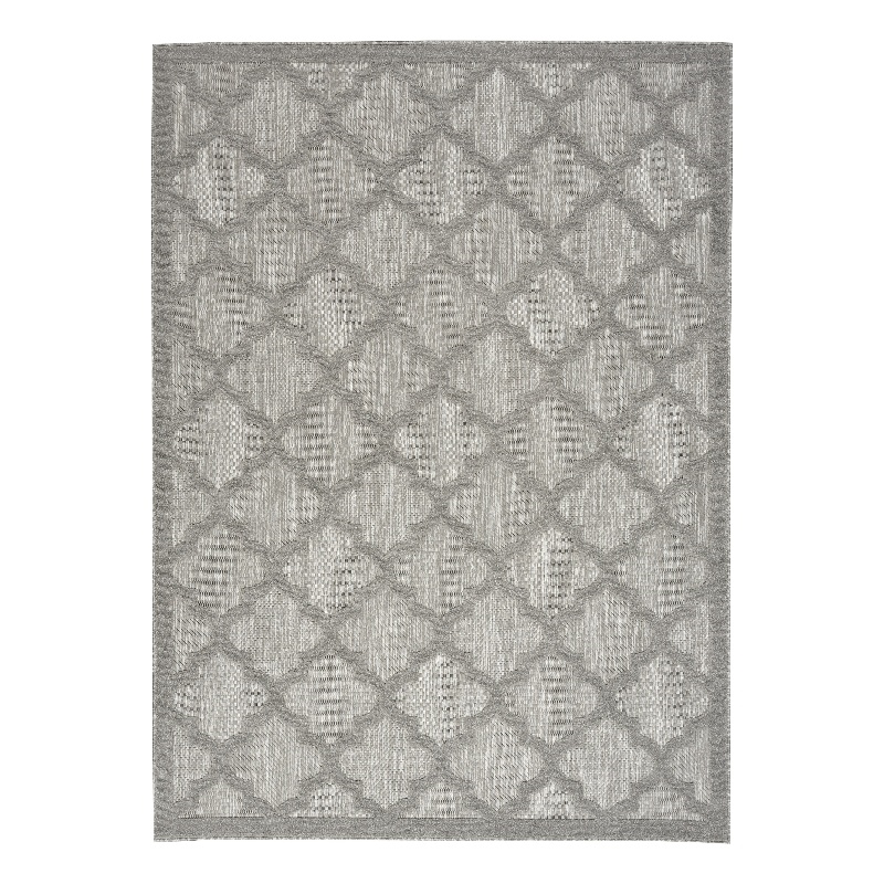 Pemberly Row Easy Care 6'x9' Fabric Silver Gray Modern Indoor/Outdoor Rug