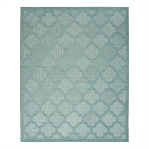 Pemberly Row Easy Care 8'x10' Fabric Aqua Teal Modern Indoor/Outdoor Rug