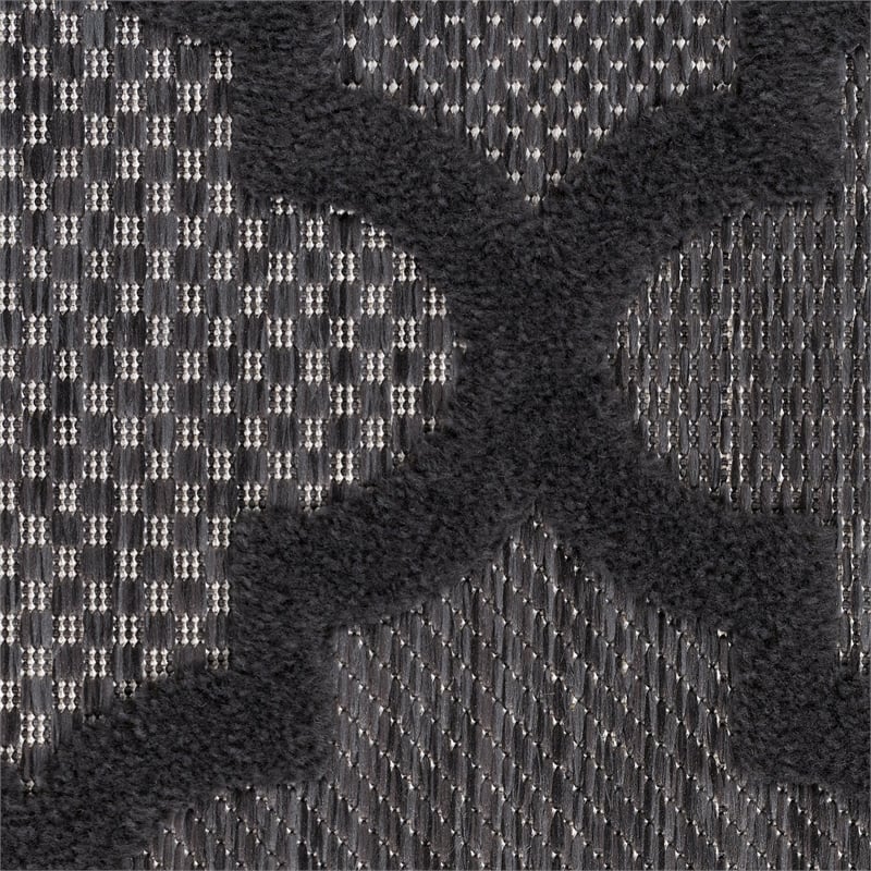 Pemberly Row Easy Care 8'x10' Fabric Charcoal Black Modern Rug