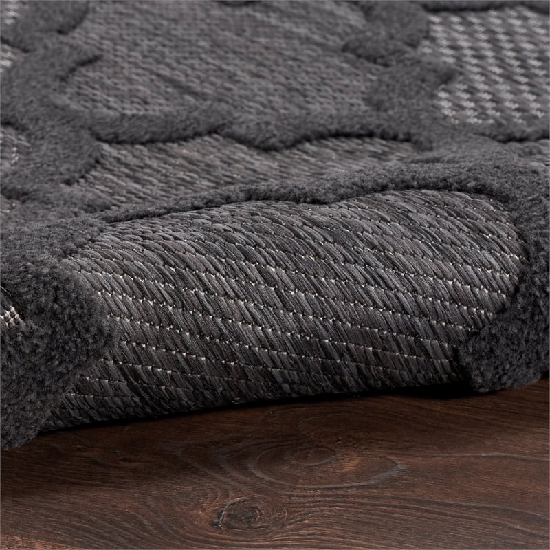 Pemberly Row Easy Care 8'x10' Fabric Charcoal Black Modern Rug