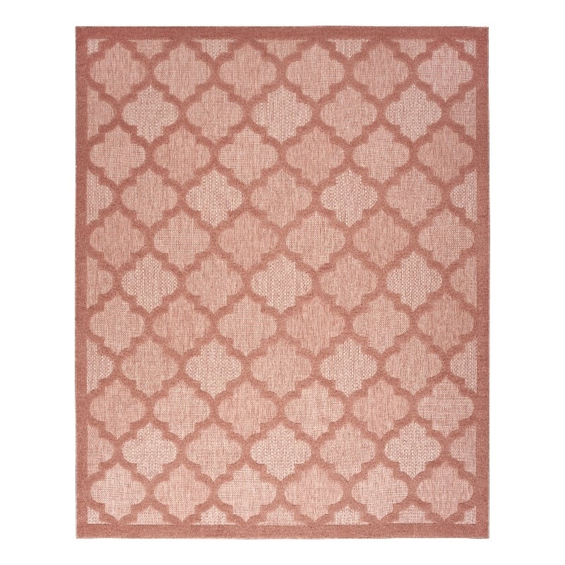 Pemberly Row Easy Care 8'x10' Fabric Coral Orange Modern Indoor/Outdoor Rug