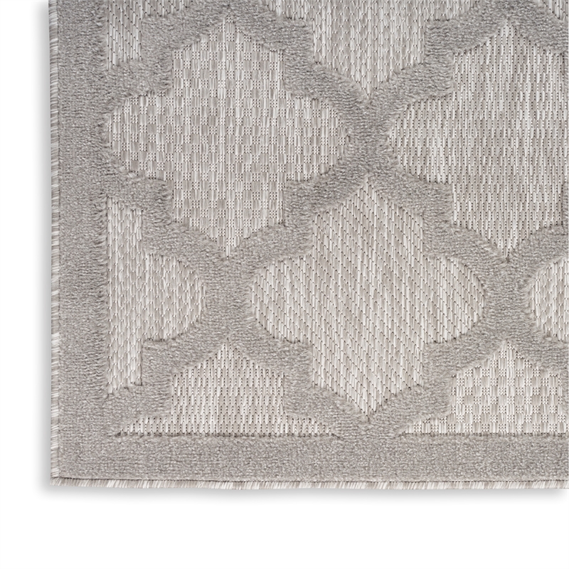 Pemberly Row Easy Care 8'x10' Fabric Silver Gray Modern Indoor/Outdoor Rug