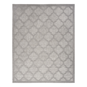 Pemberly Row Easy Care 8'x10' Fabric Silver Gray Modern Indoor/Outdoor Rug
