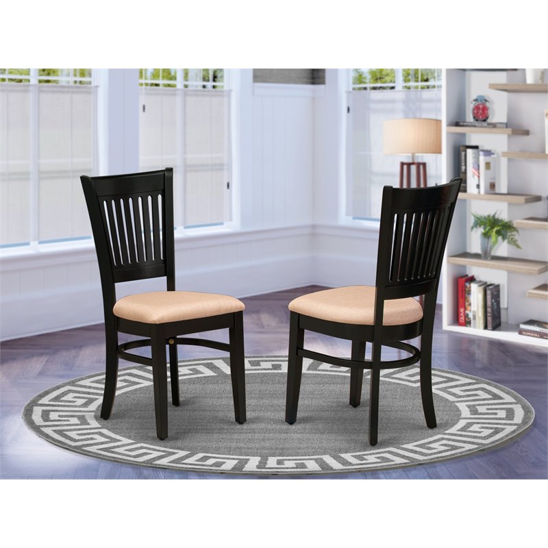 Pemberly Row Traditional Wood Dining Chairs in Black (Set of 2)