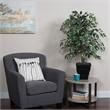 Pemberly Row 4' Artificial Variegated Ficus Bush w/ Willow Basket in Green/White
